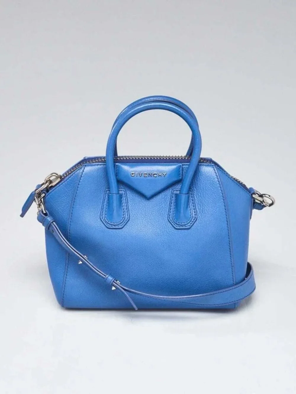 Givenchy Blue Sugar Goatskin Leather Mini Antigona Bag - Picture 1 of 12